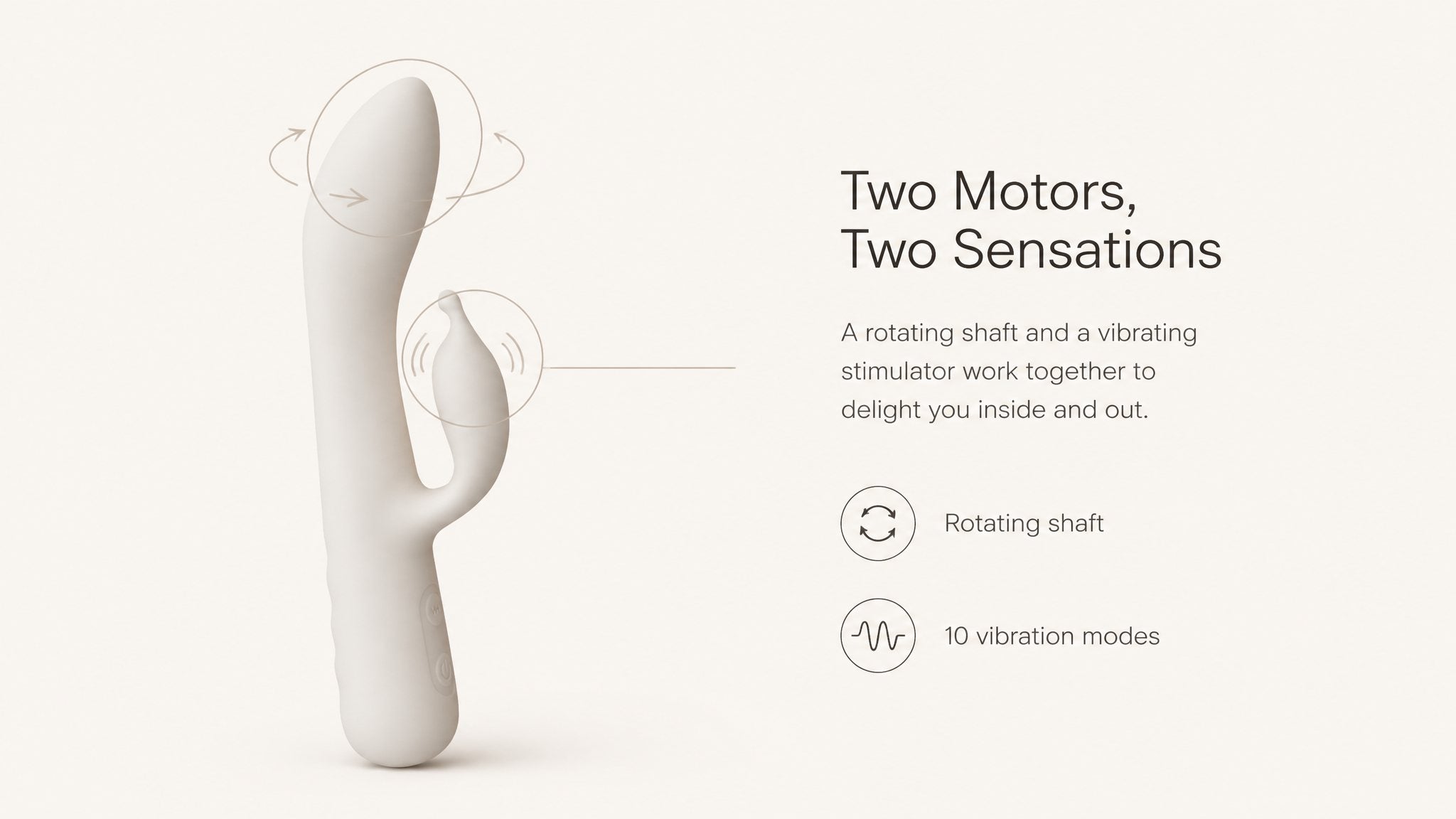 Two motors, two sensations — rotating shaft and 10 vibration modes