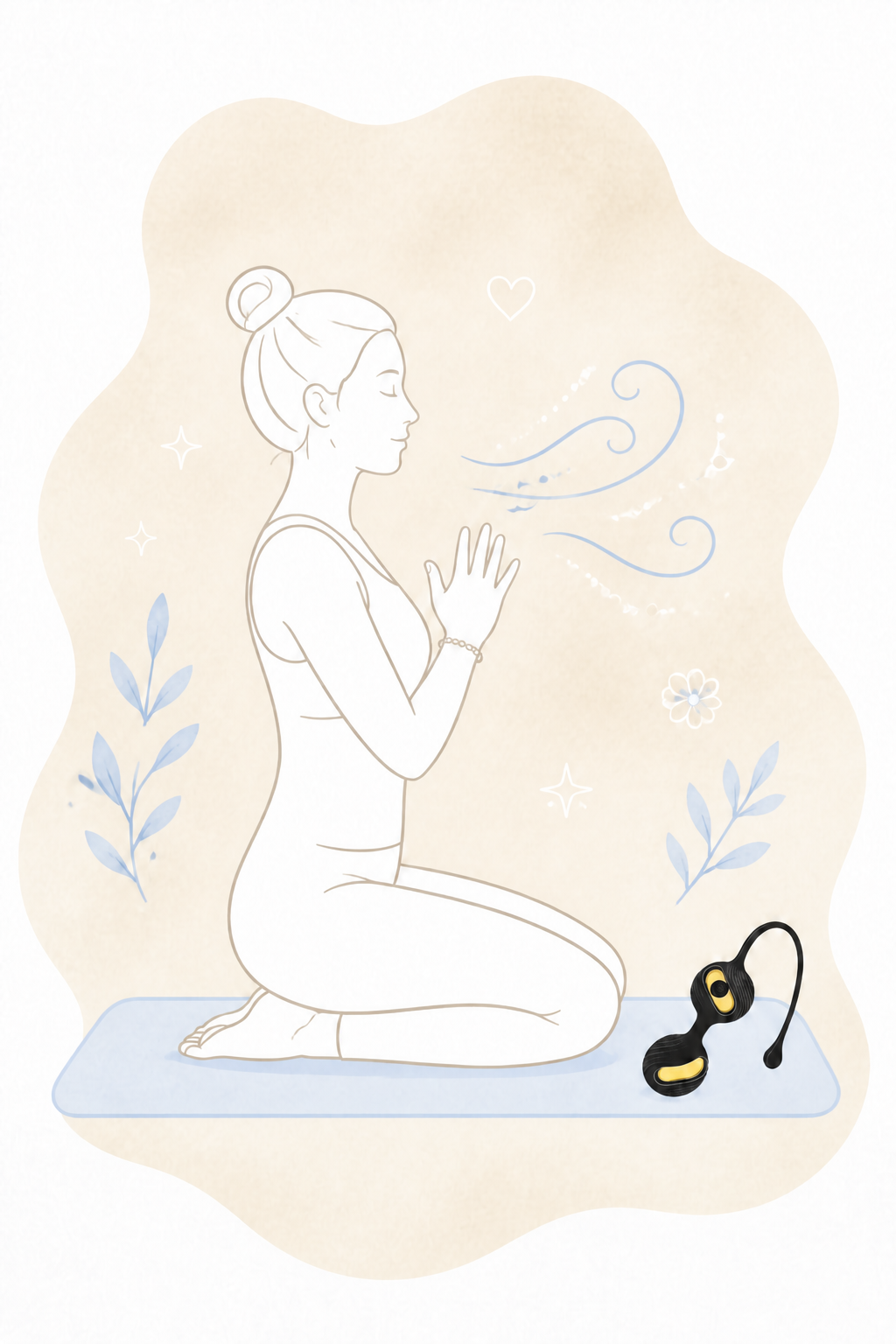 Kneeling breath pause with Kegel ball