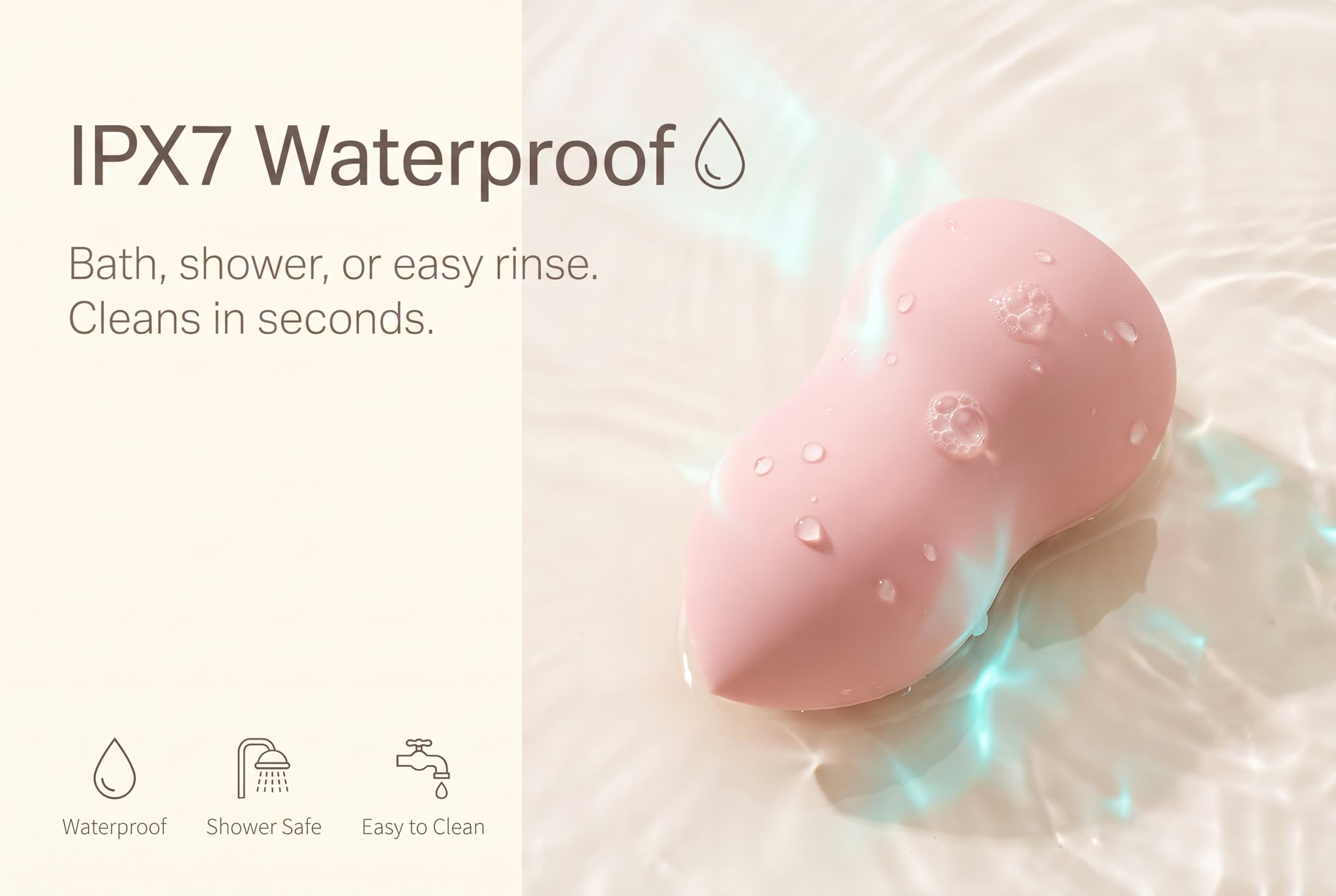 IPX7 waterproof — bath, shower, or easy rinse